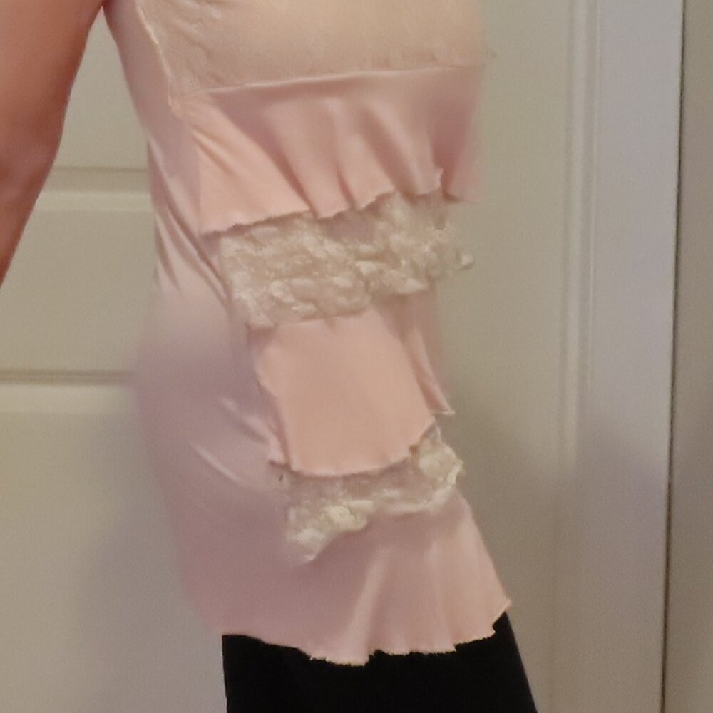 DesignHistory petal pink ruffled sleep tank, size S
